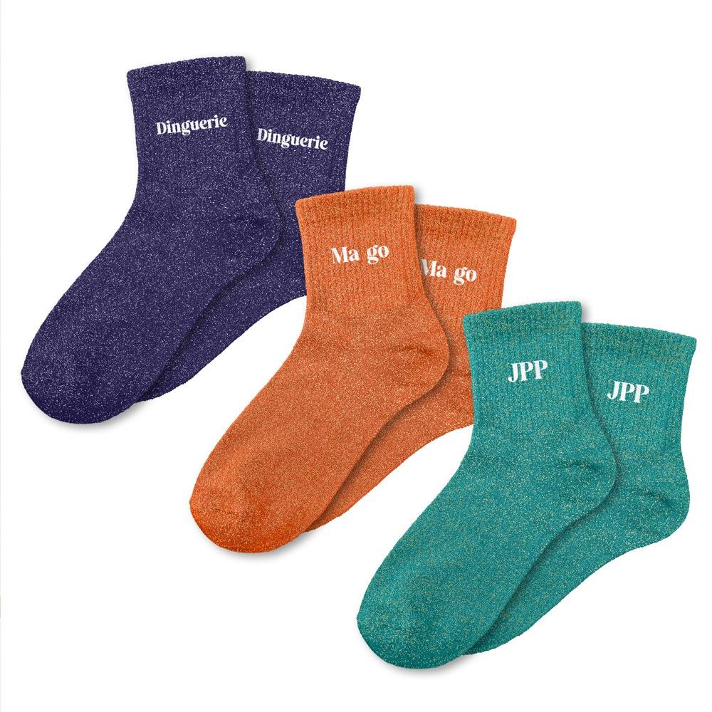 Coffret trio chaussettes paillettes dinguerie