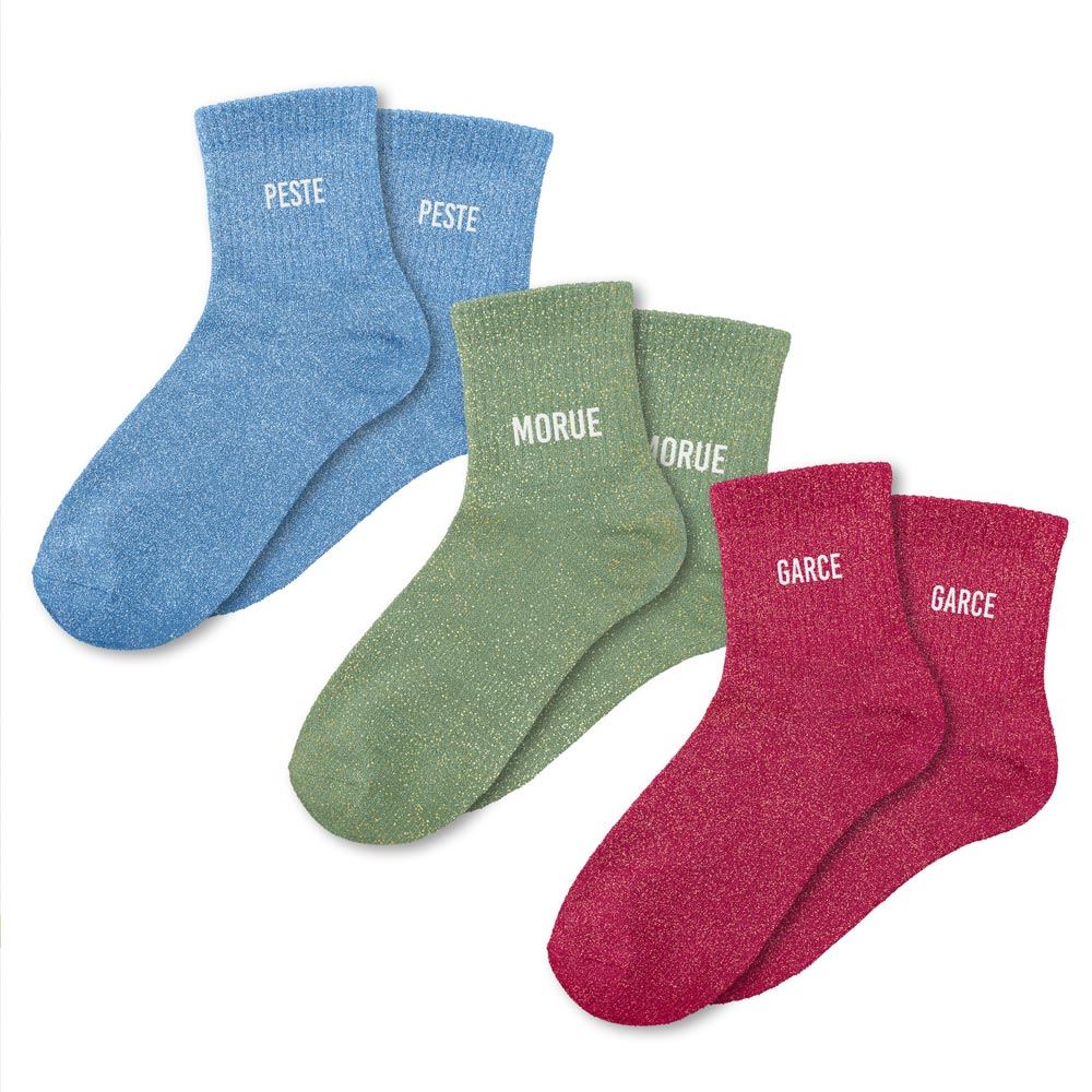 Coffret trio chaussettes paillettes peste