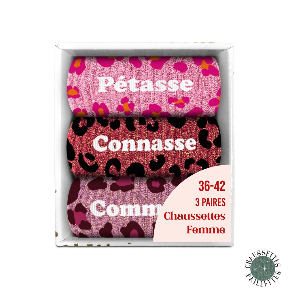 Coffret trio chaussettes paillettes petasse