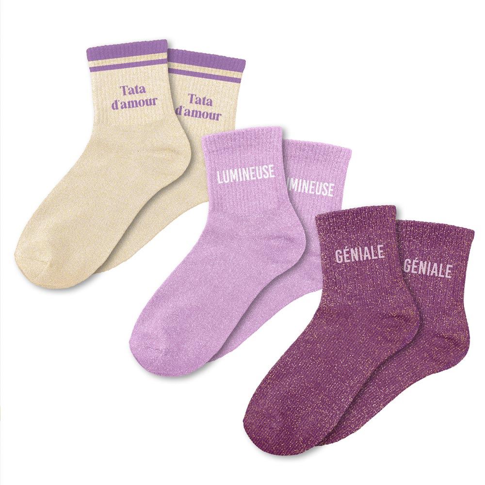 Coffret trio chaussettes paillettes tata d amour