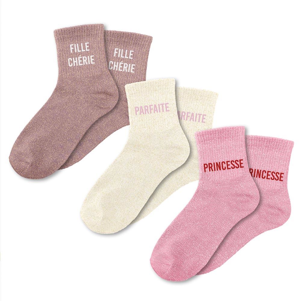 Coffret trio chaussettes paillettes fille cherie