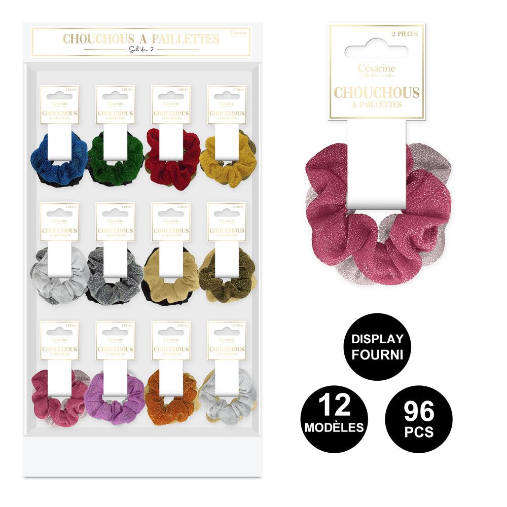Display chouchous paillettes 12mods /96pcs