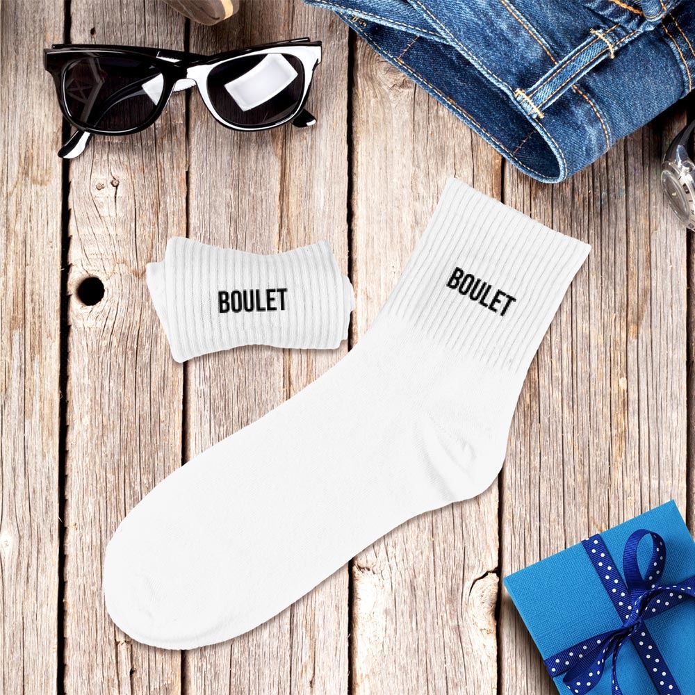 Chaussettes blanches boulet homme  
