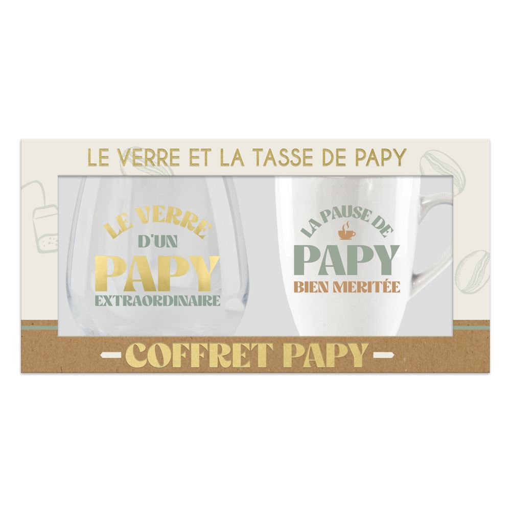 Coffret verre et tasse papy