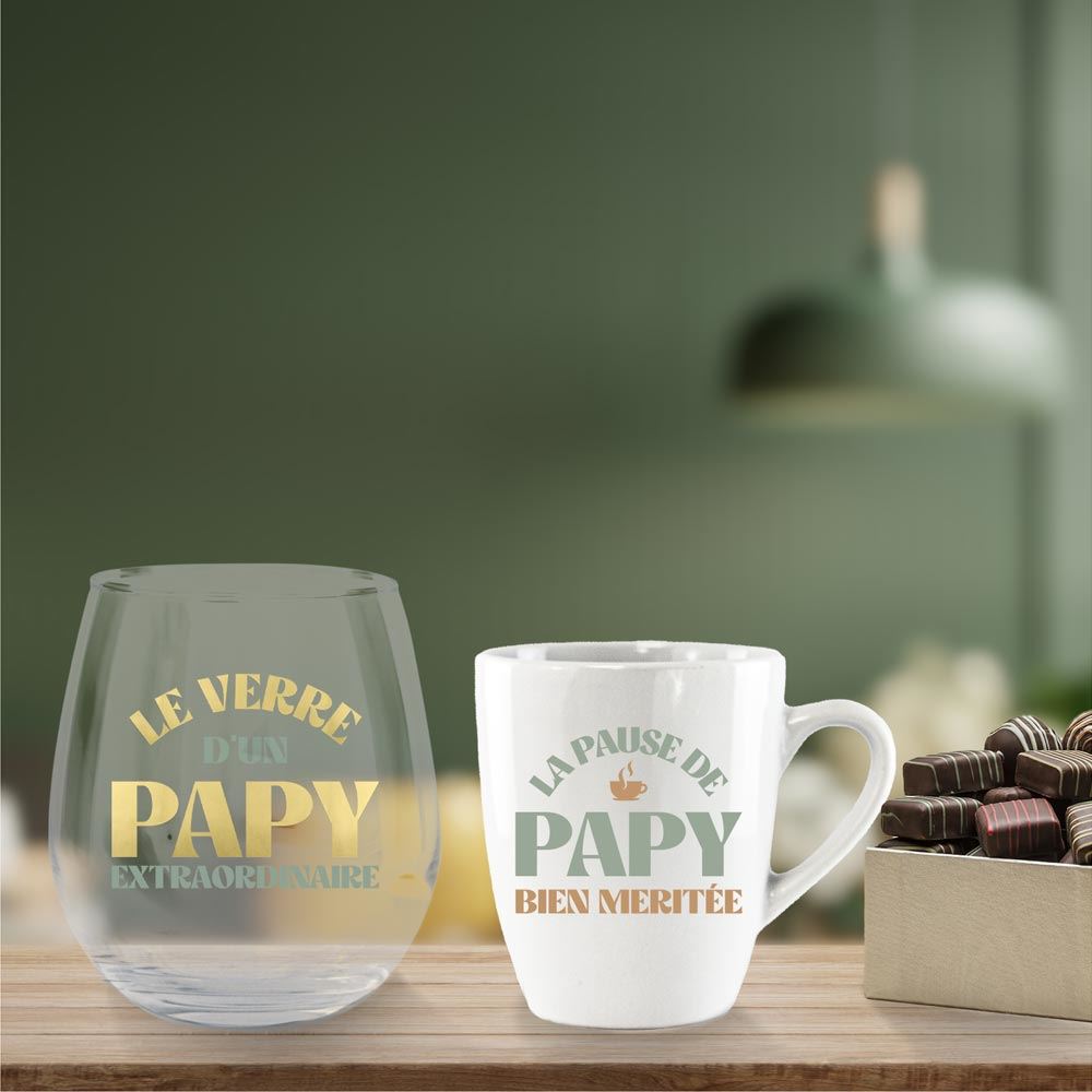 Coffret verre et tasse papy