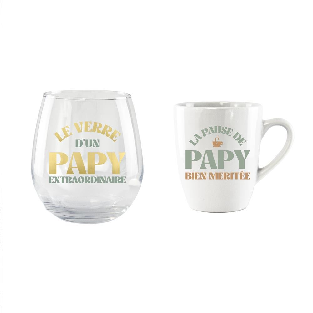 Coffret verre et tasse papy