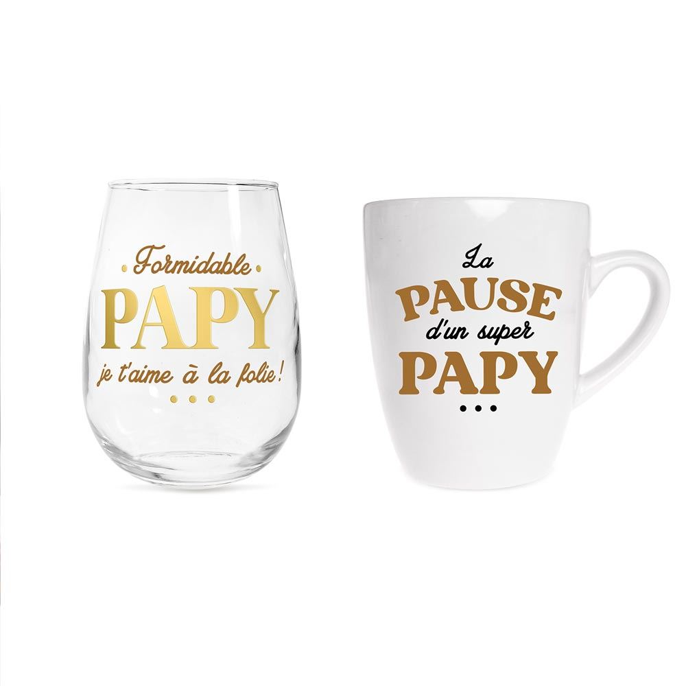 Coffret verre & tasse papy
