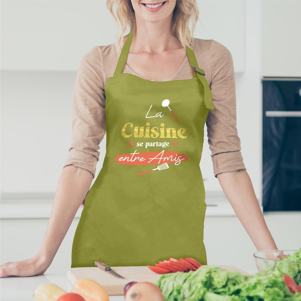 Tablier affectif cuisine entre amis
