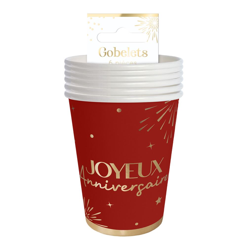Pack 6 gobelets party rouge
