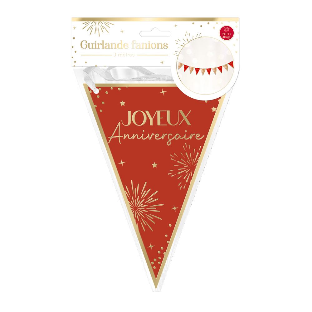 Guirlande fanions party rouge