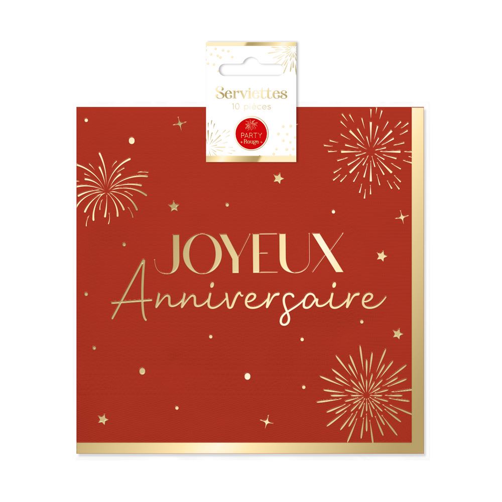 Pack 10 serviettes party rouge 
