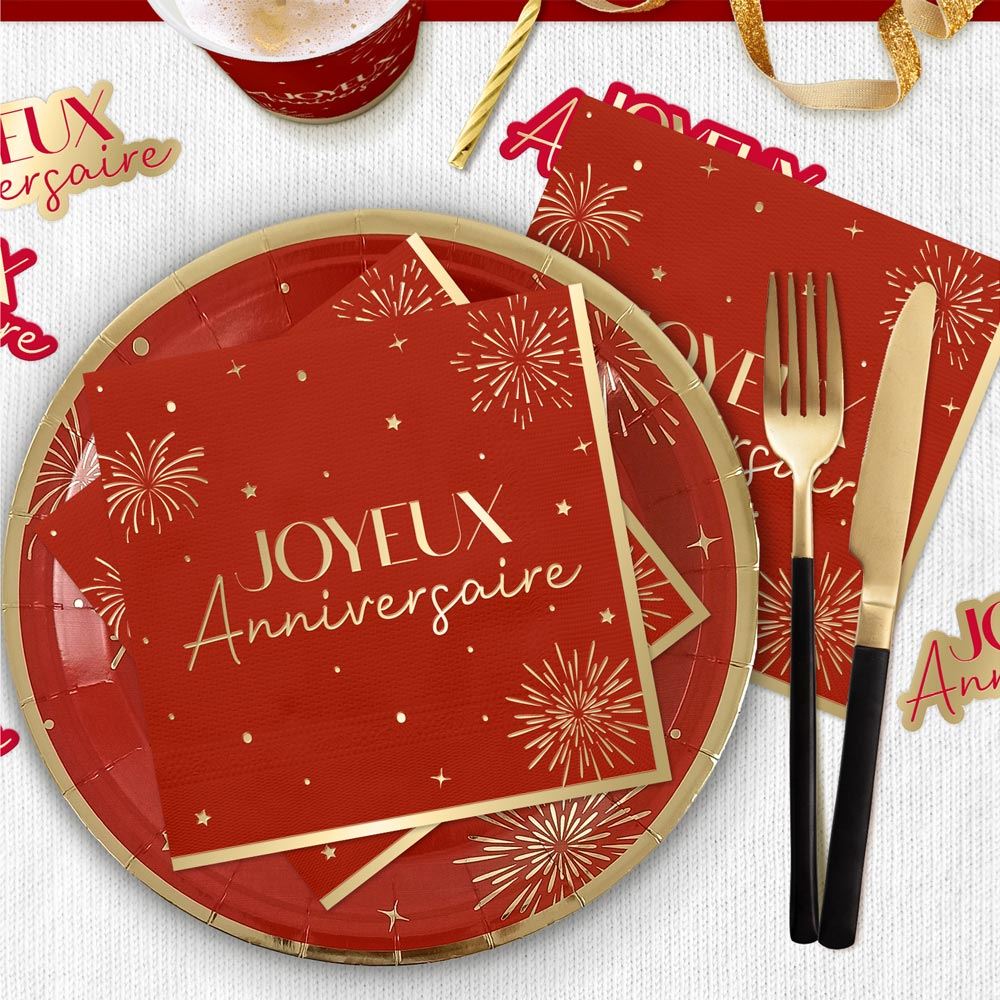 Pack 10 serviettes party rouge 
