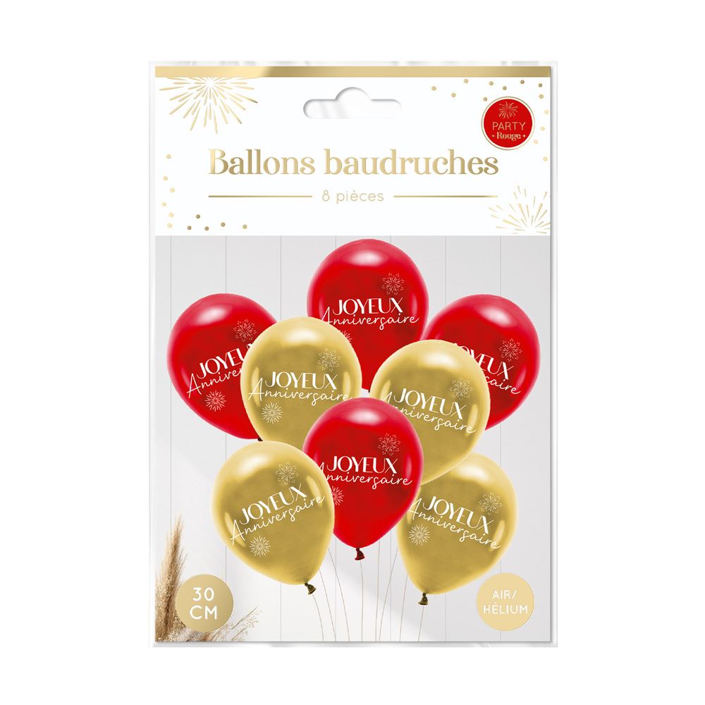Sachet 8 ballons party rouge