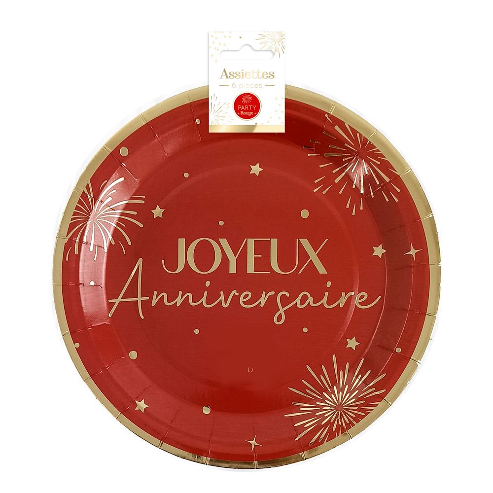 Pack 6 assiesttes party rouge