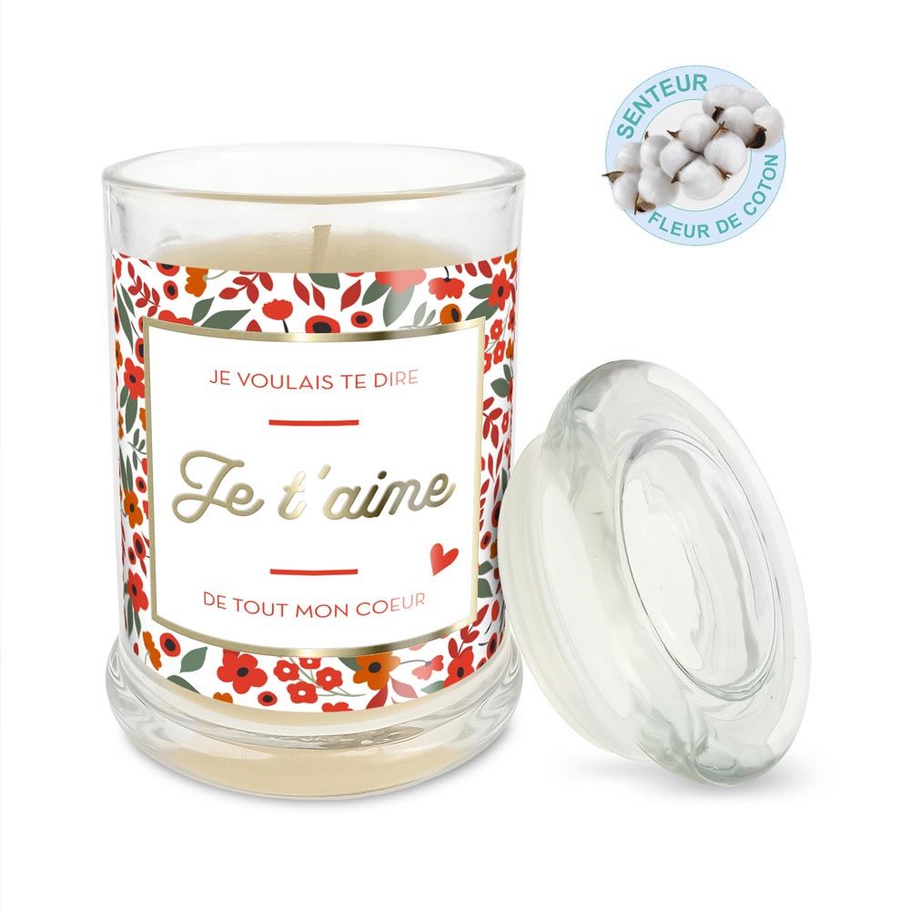 Bougie verre coton je t aime
