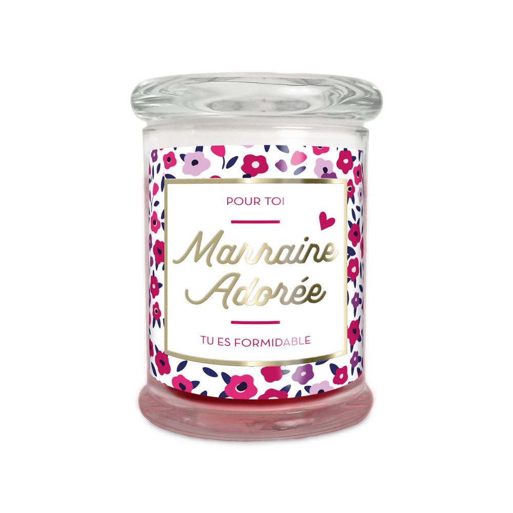 Bougie verre rose marraine adoree