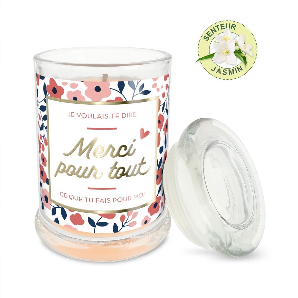 Bougie verre jasmin merci pour tout
