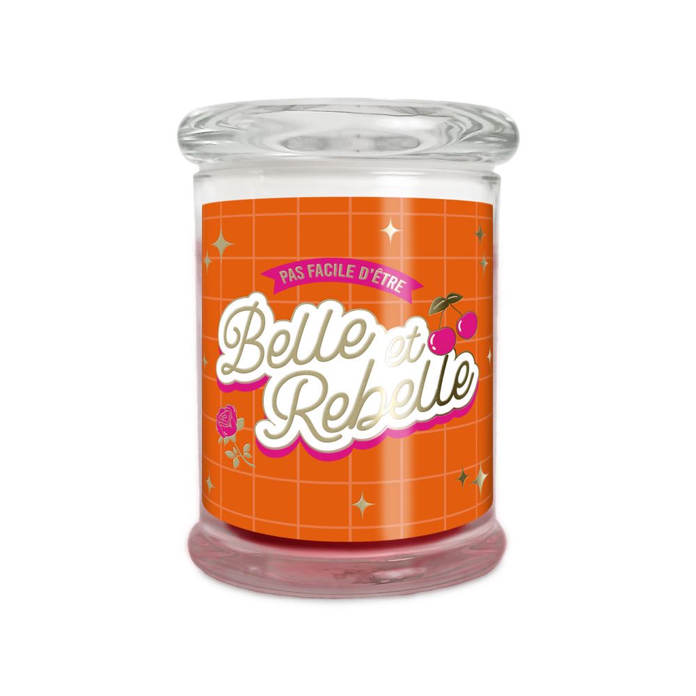 Bougie verre rose belle et rebelle 
