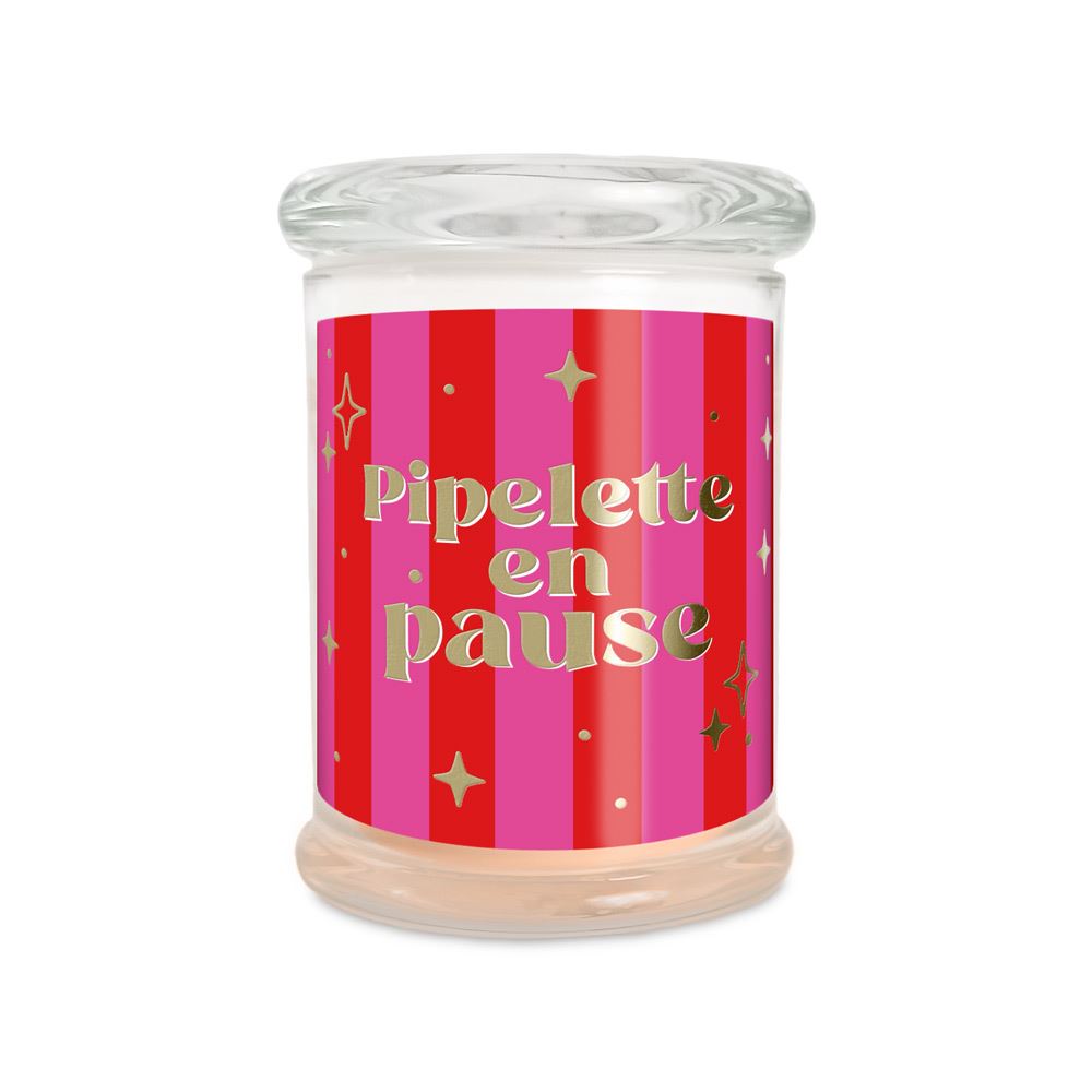 Bougie verre jasmin pipelette en pause 
