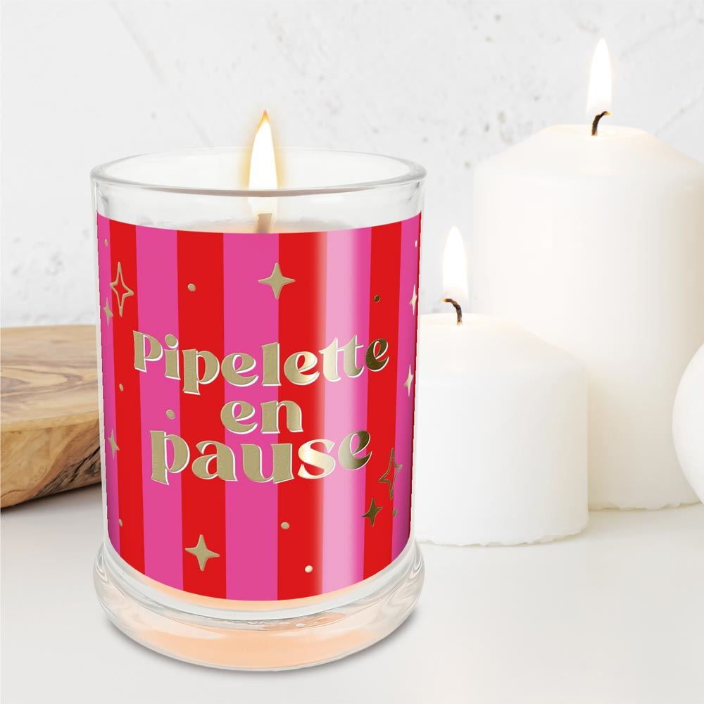 Bougie verre jasmin pipelette en pause 
