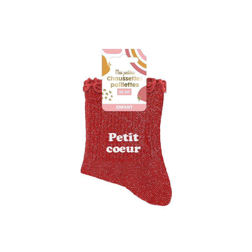 Chaussettes paillettes enfant petit coeur 3-6ans fille