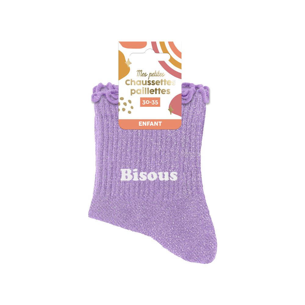 Chaussettes paillettes enfant bisous 6-10ans fille