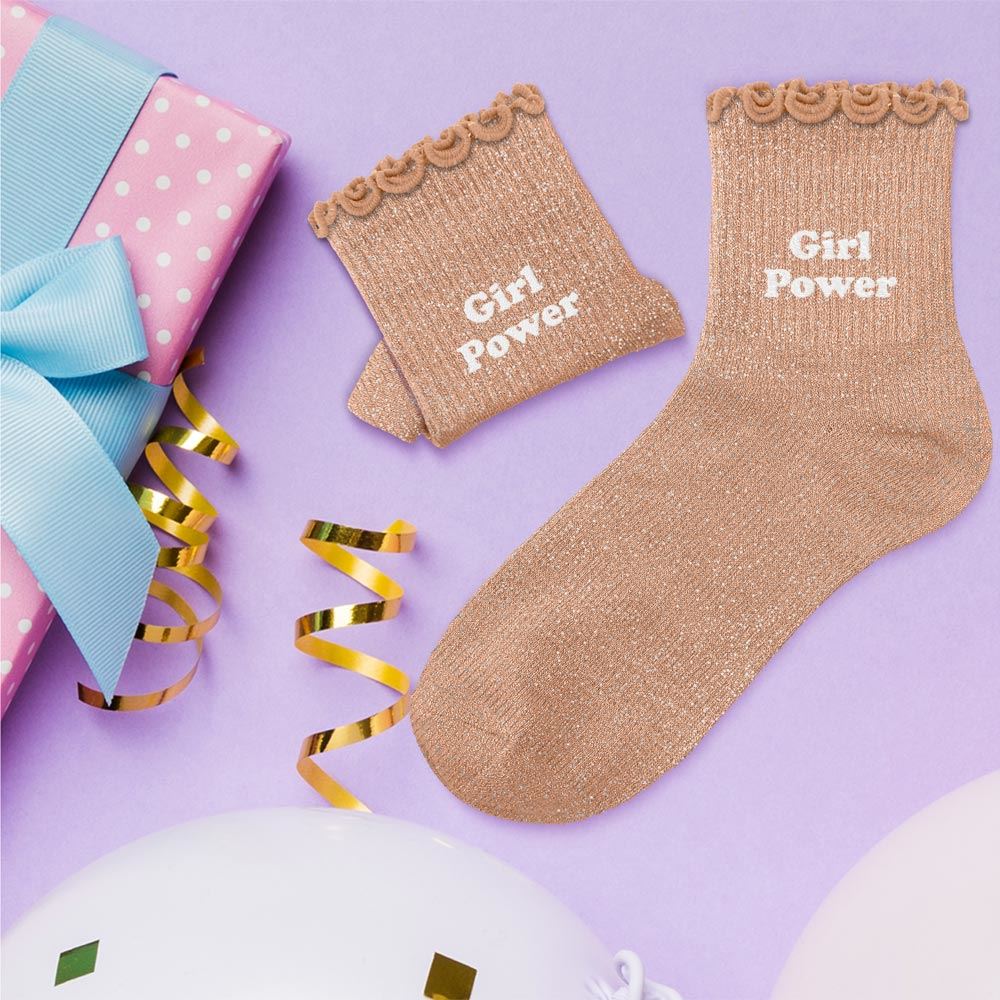 Chaussettes paillettes enfant girl power 6-10ans fille
