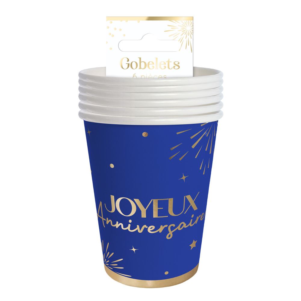 Pack 6 gobelets party bleu
