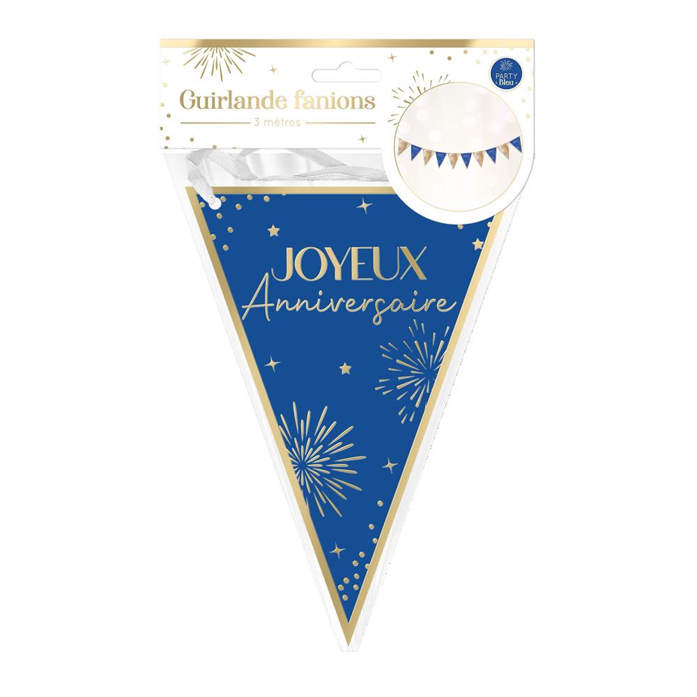 Guirlande fanions party bleu
