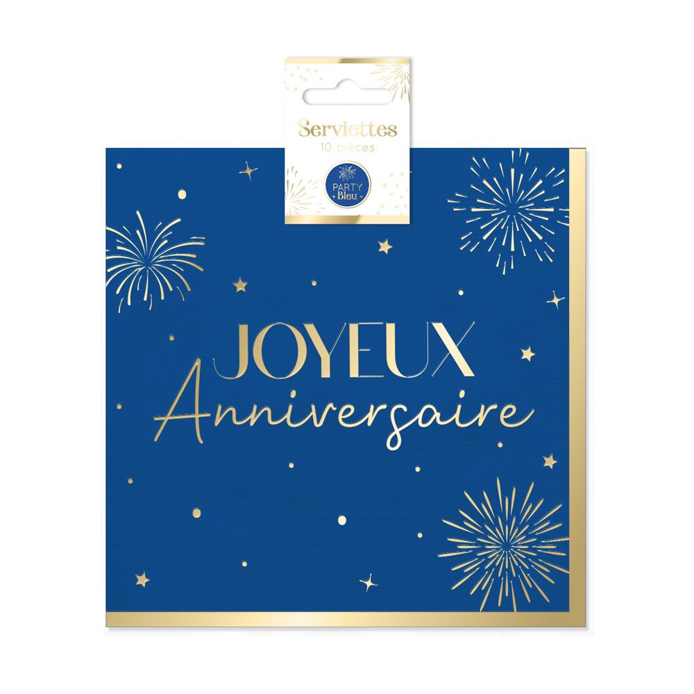 Pack 10 serviettes party bleu 
