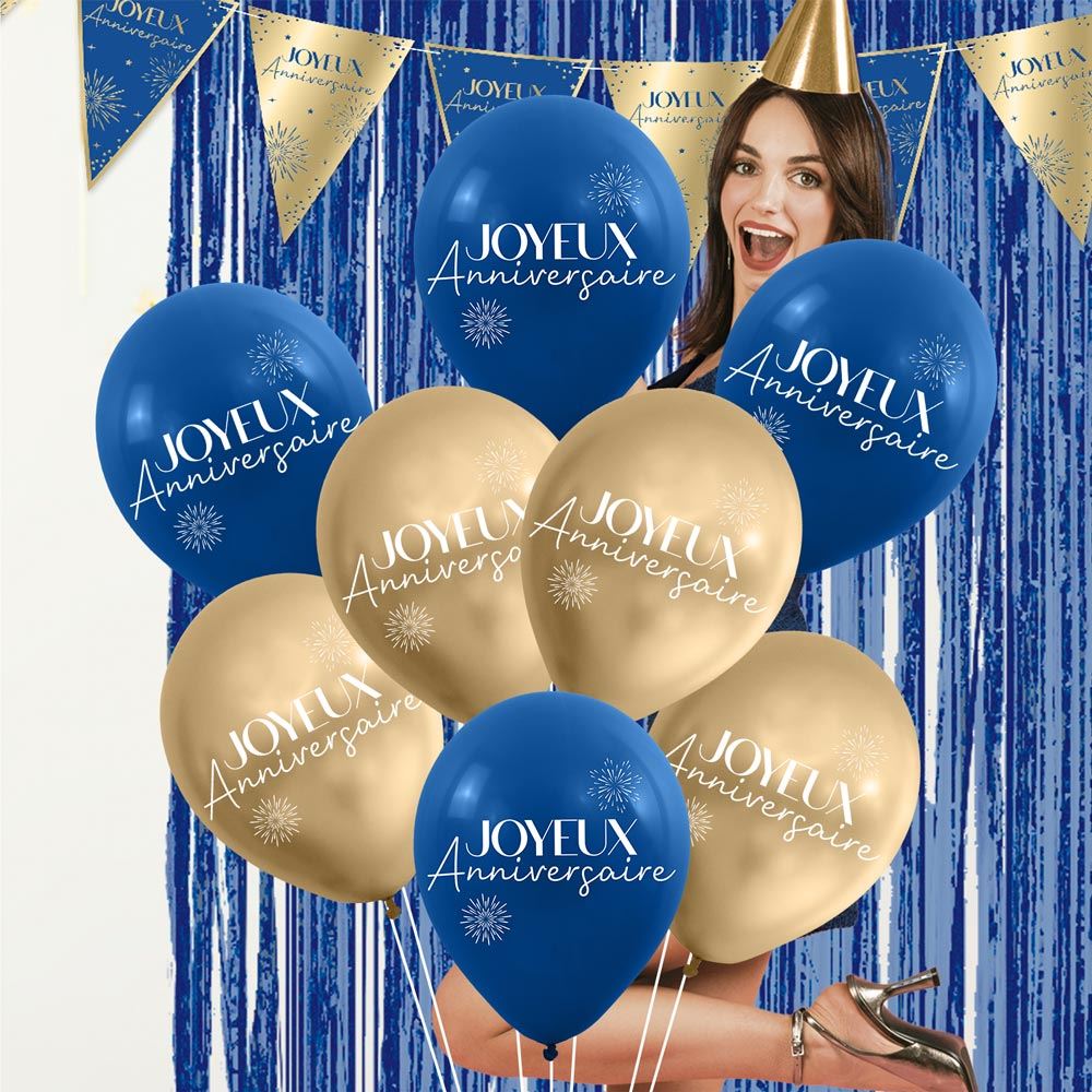Sachet 8 ballons party bleu
