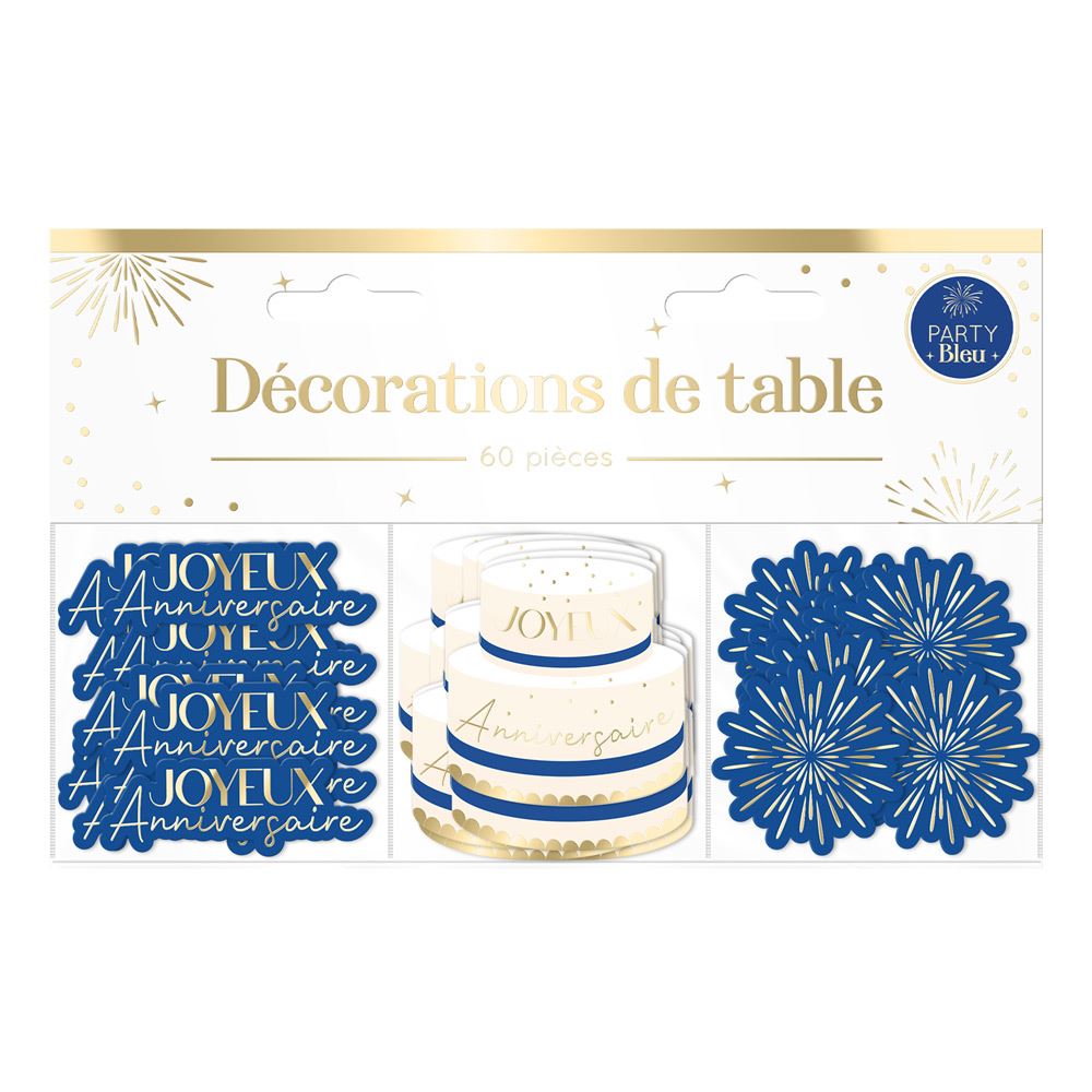 Trio deco table party bleu
