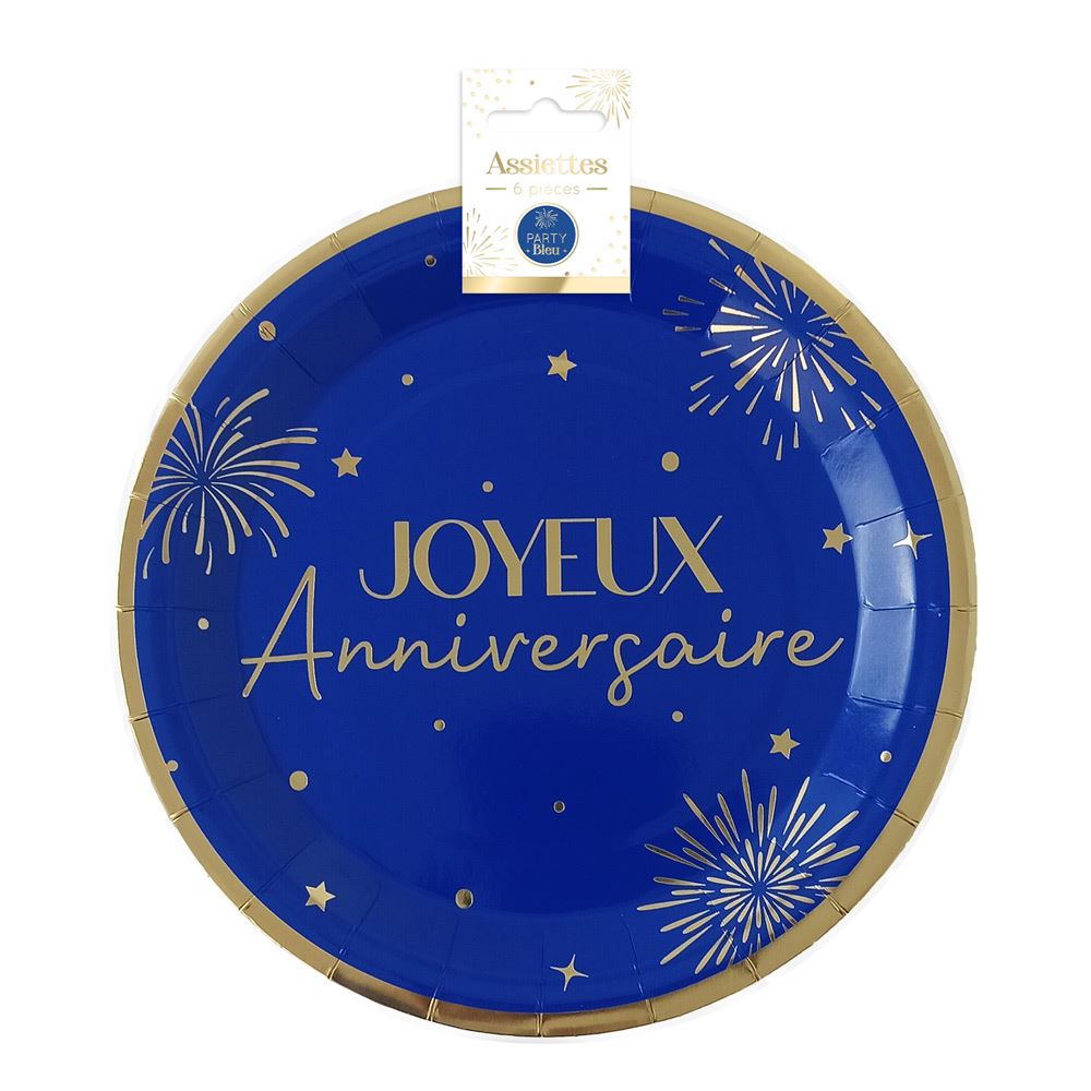 Pack 6 assiettes party bleu
