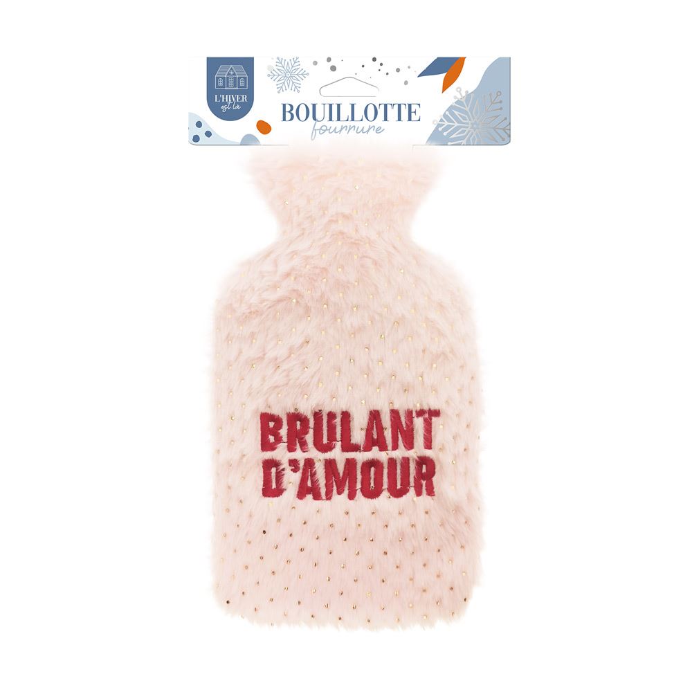 Bouillotte fourrure doree brodee brulant d amour
