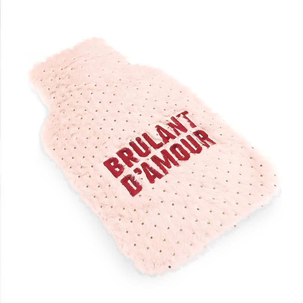 Bouillotte fourrure doree brodee brulant d amour
