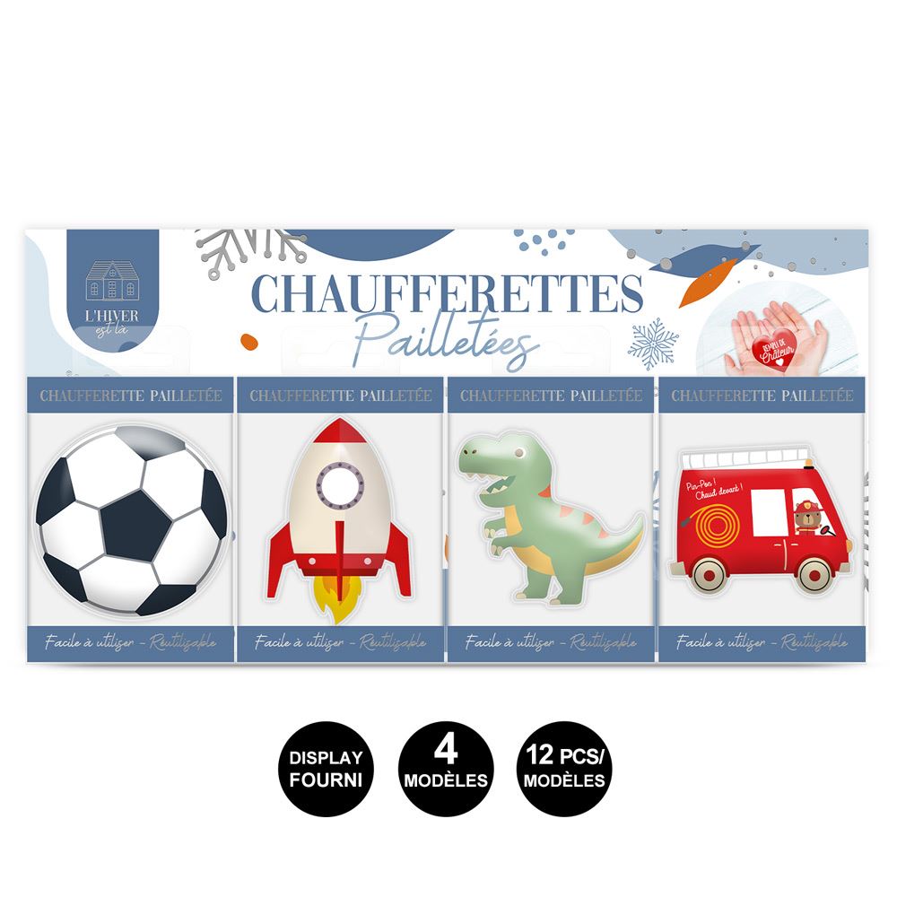 Chaufferettes paillettes garcon 4mods /48pcs