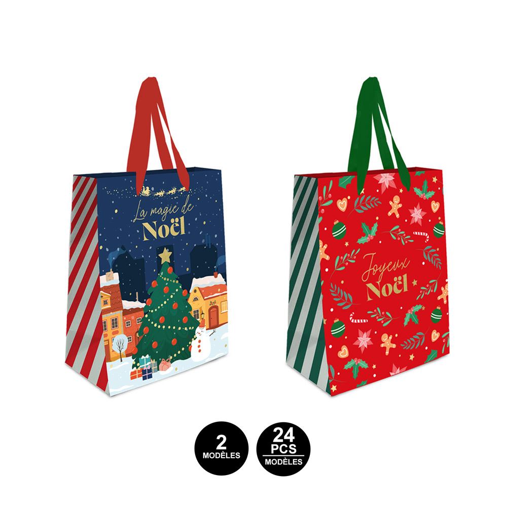 Pochette cadeau pm magie de noel & joyeux noel rouge 2 mods