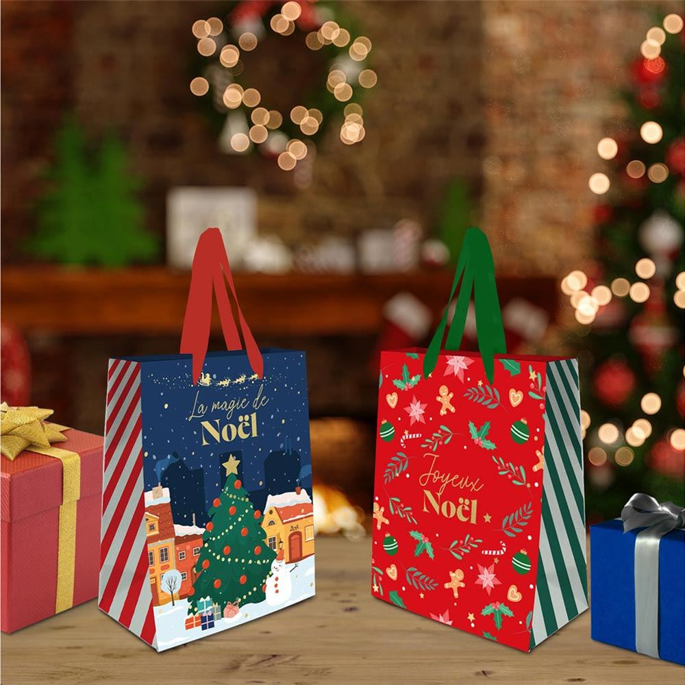 Pochette cadeau pm magie de noel & joyeux noel rouge 2 mods