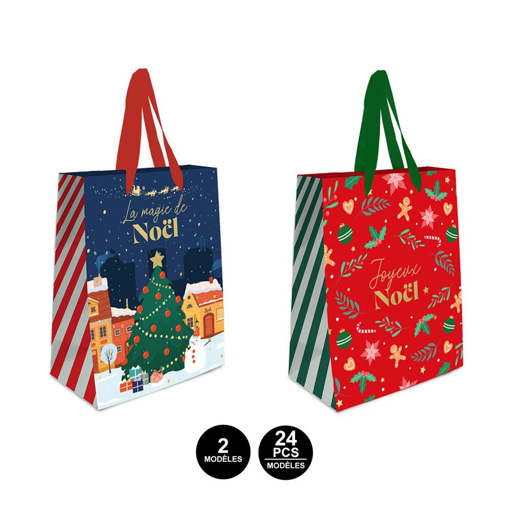 Pochette cadeau mm magie de noel & joyeux noel rouge 2 mods