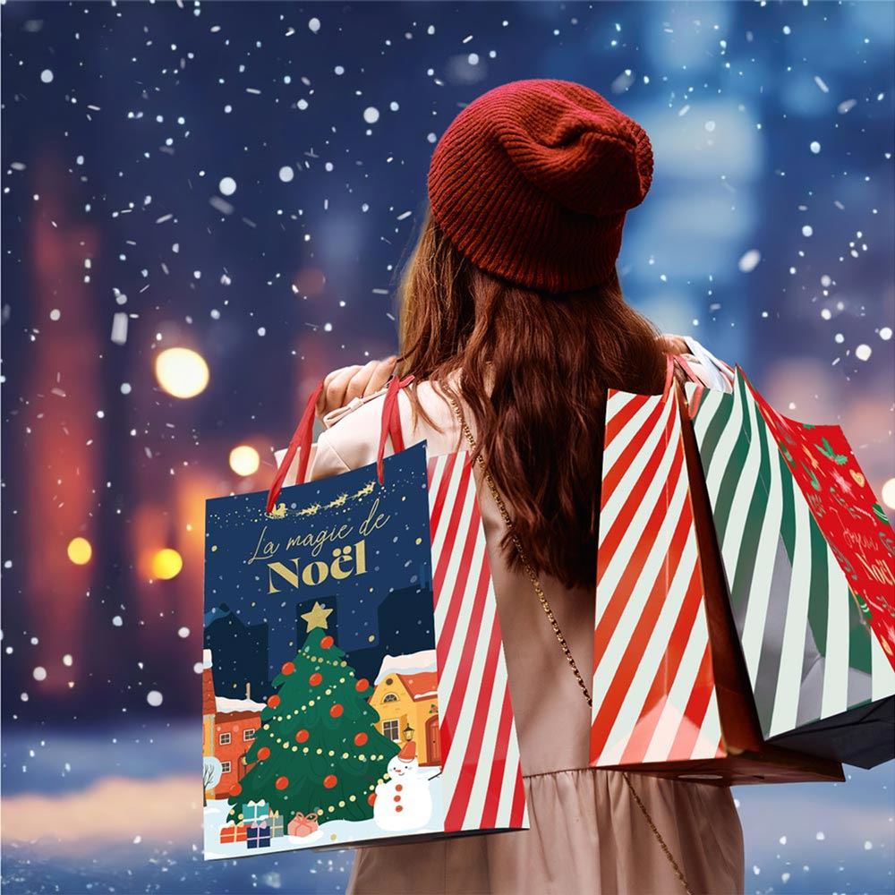 Pochette cadeau mm magie de noel & joyeux noel rouge 2 mods