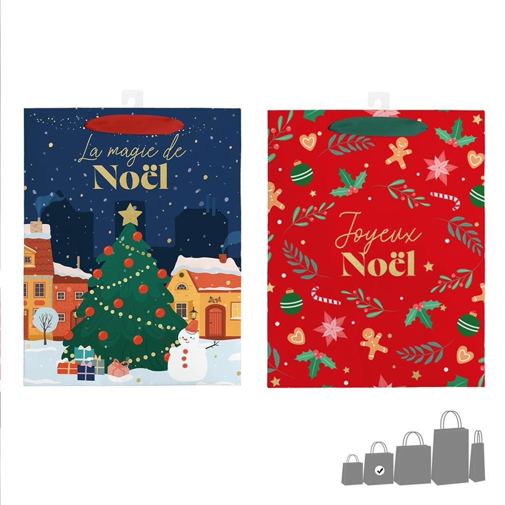 Pochette cadeau mm magie de noel & joyeux noel rouge 2 mods