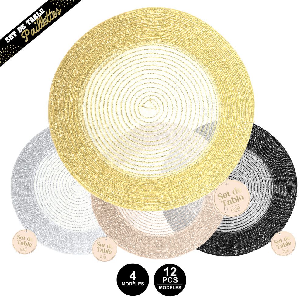 Set de table paillettes 4mods/ 48pcs