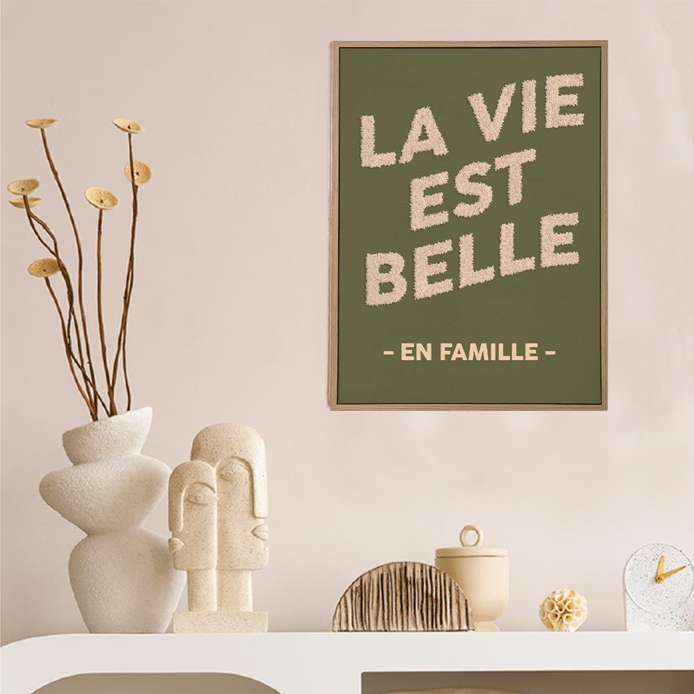 Toile tuftee la vie est belle en famille
