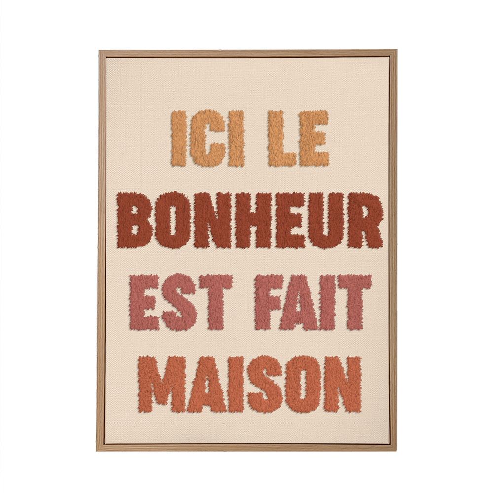 Toile tuftee ici le bonheur est fait maison