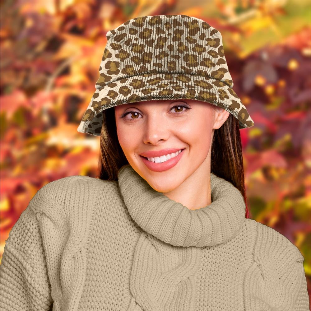 Bob velours cotele motifs beige leopard