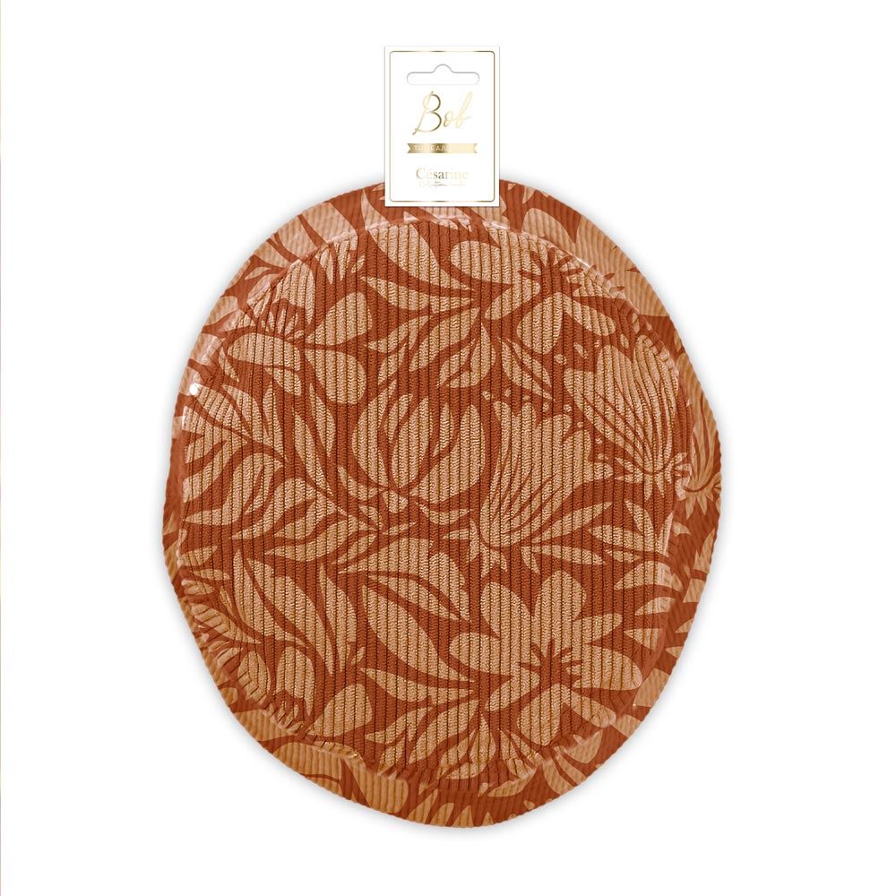 Bob velours cotele motifs terracotta feuilles