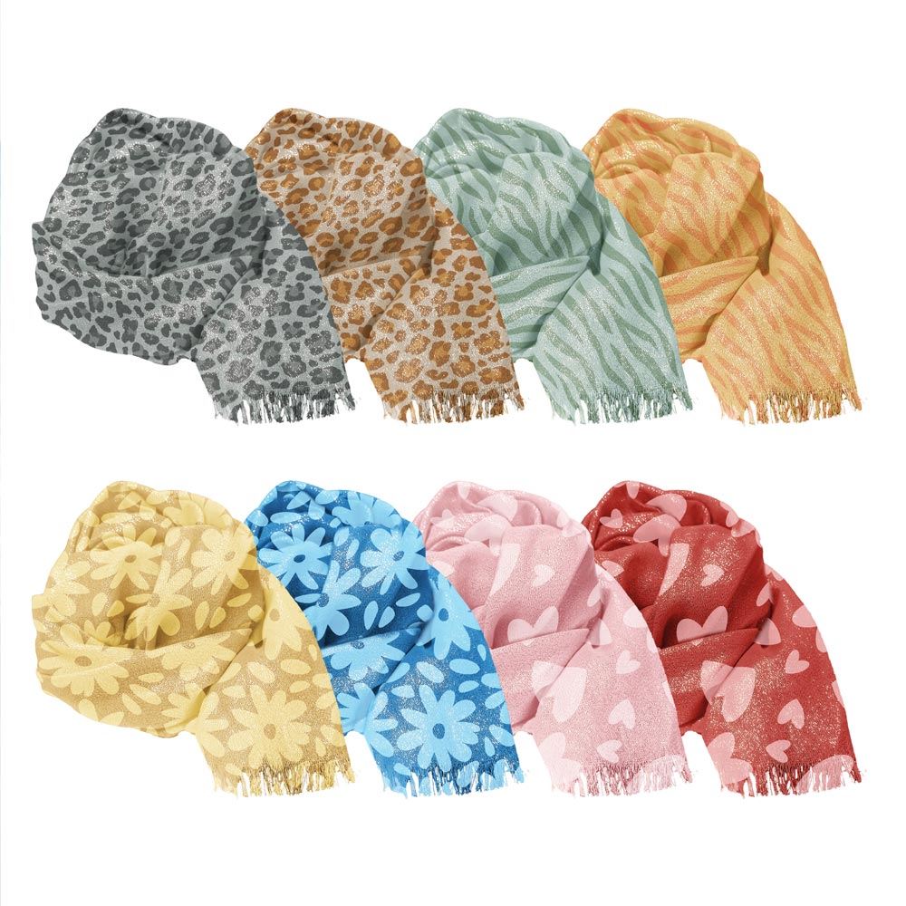 Foulard/pareo pailletÉ motifs 8mods /48pcs