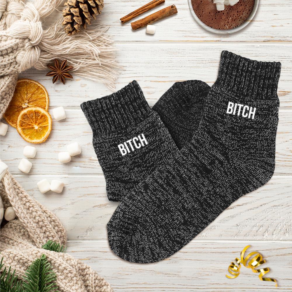 Chaussettes hiver femme bitch