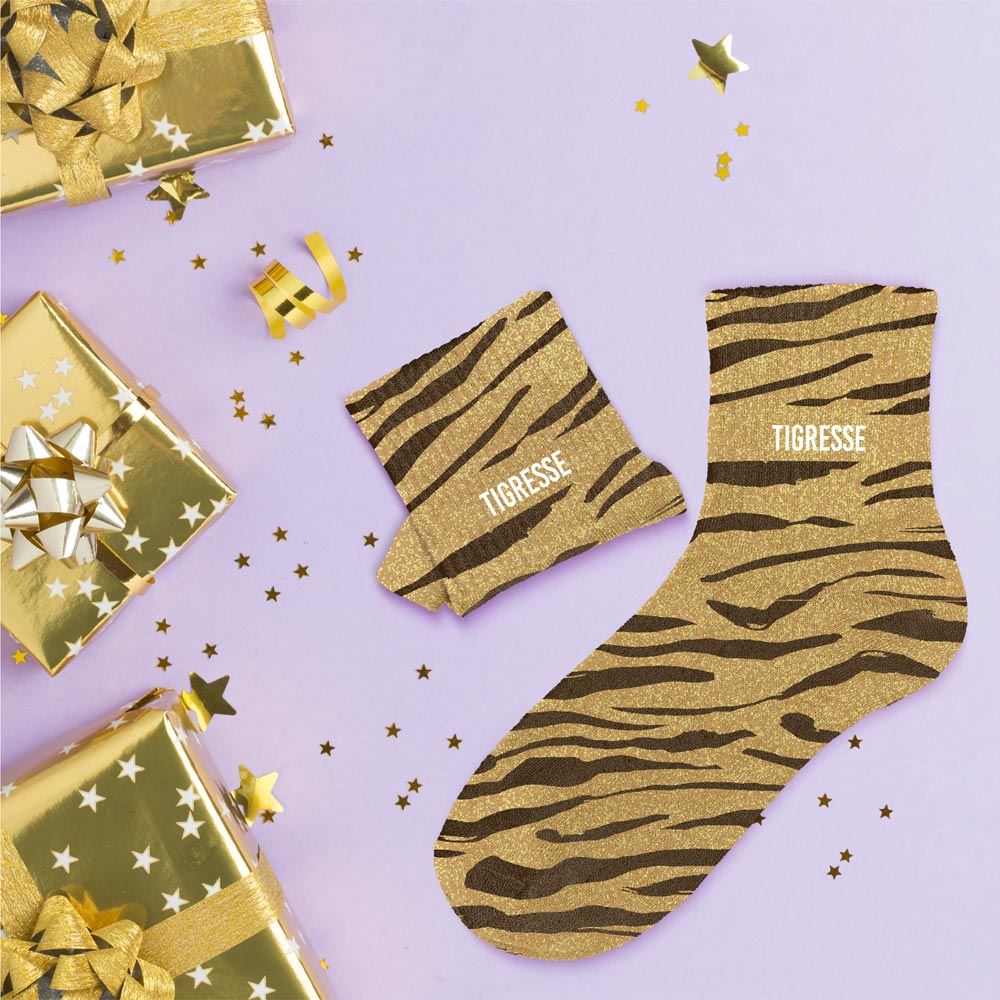 Chaussettes paillettes tigresse