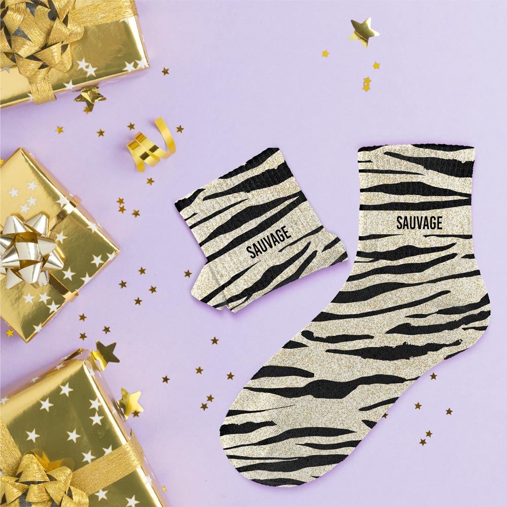 Chaussettes paillettes sauvage